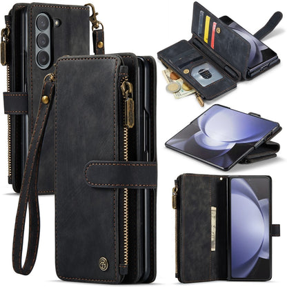 Z Fold 5 Zipper Wallet Cover - Black