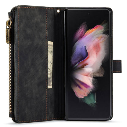 Z Fold 4 Zipper Wallet Book Cover - Black