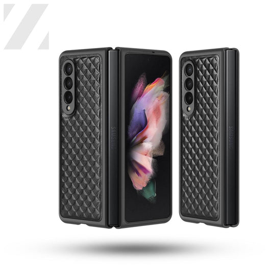 Z Fold 3 Venice Leather Case - Black