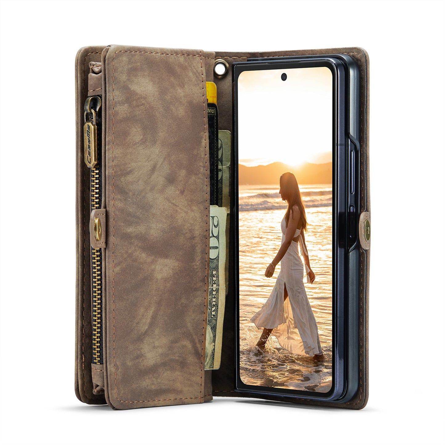 Z Fold 6 Multi-slot Wallet Case - CaseMe - Brown