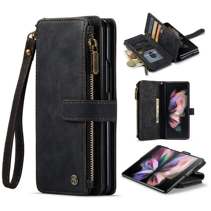 Z Fold 3 Zipper Wallet Book Cover - Black