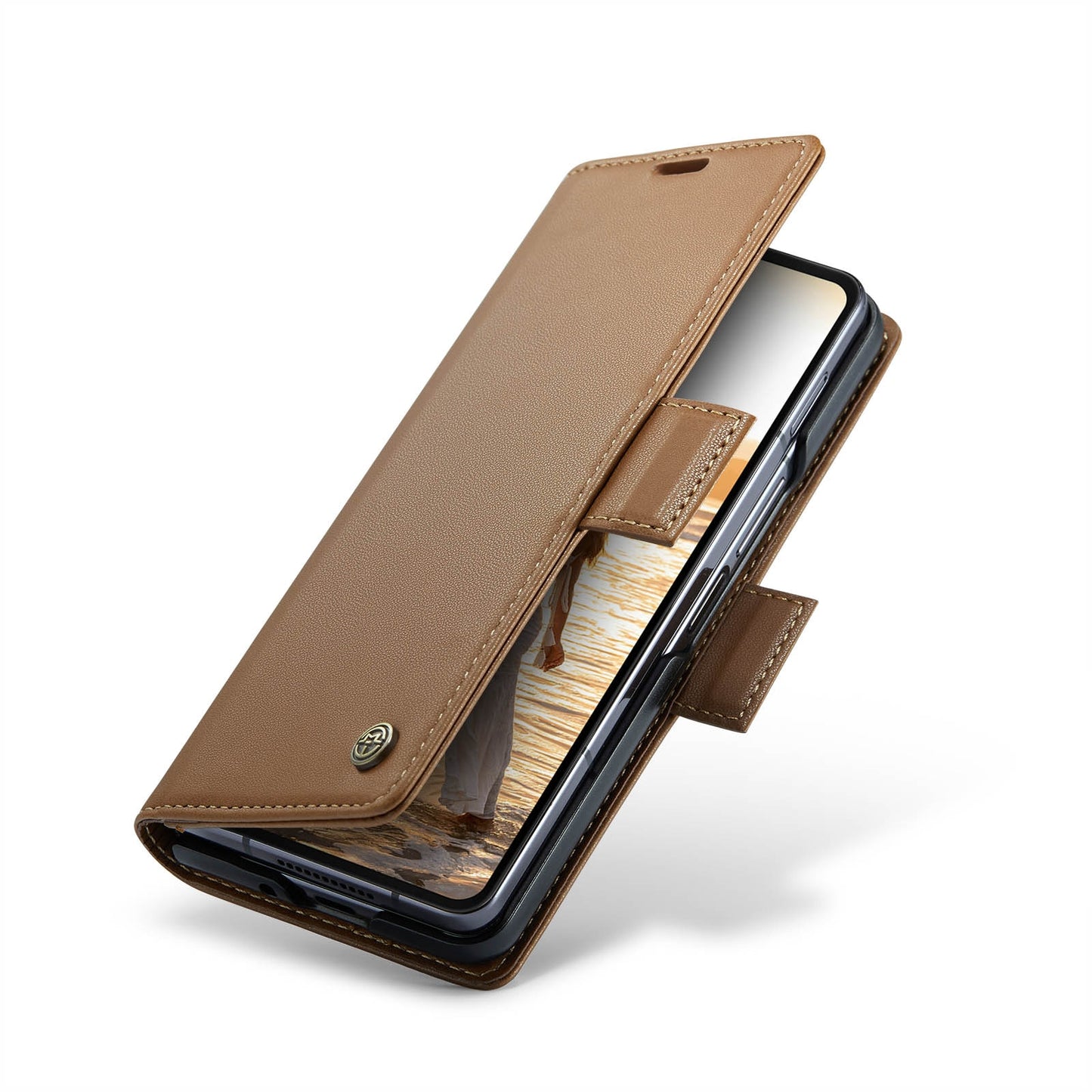 Z Fold 6 RFID Blocking Slim Wallet Case - CaseMe - Brown