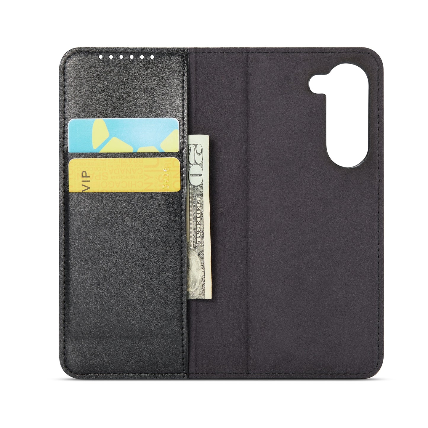 Z Fold 6 Genuine Leather Wallet Case - Mobique - Black