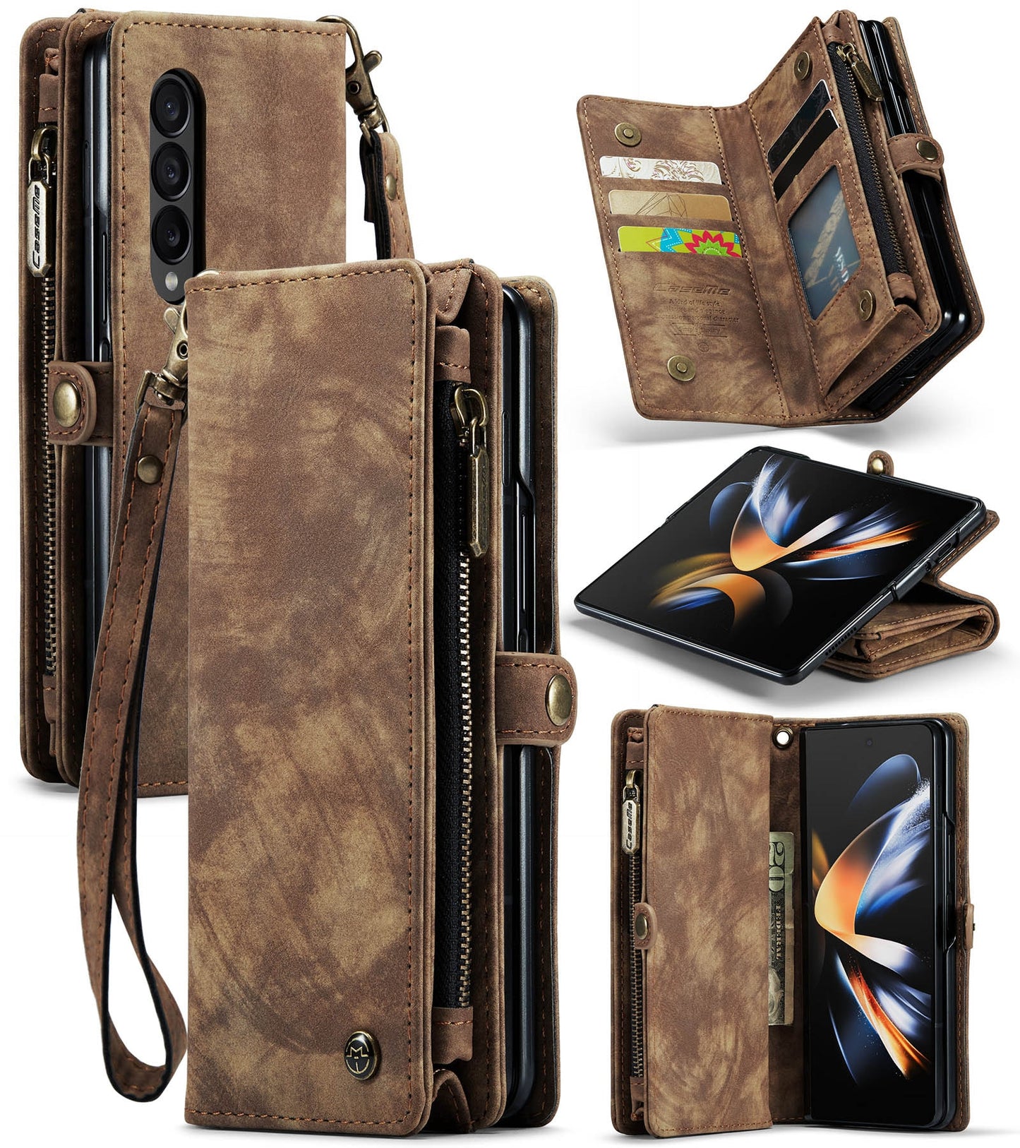 Z Fold 5 Multi-slot Wallet Case - Brown