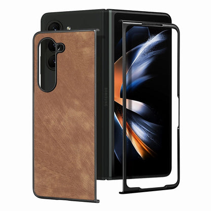 Z Fold 5 Leather Case - Brown