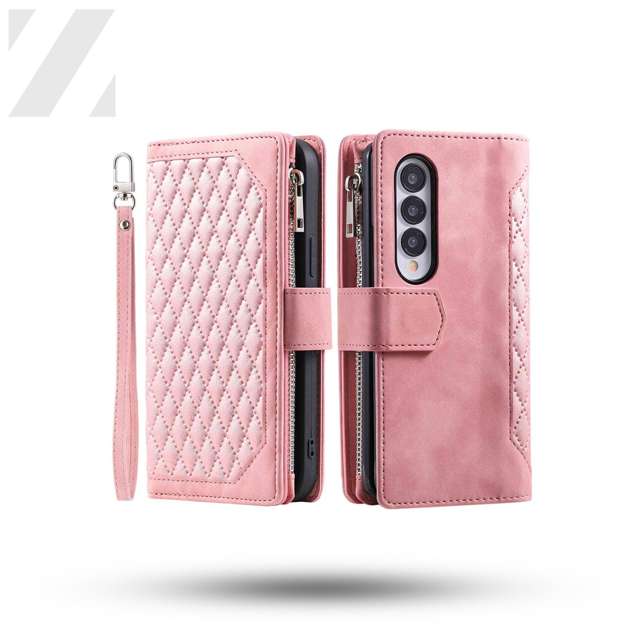 Z Fold 4 Quilted Wallet - Pink