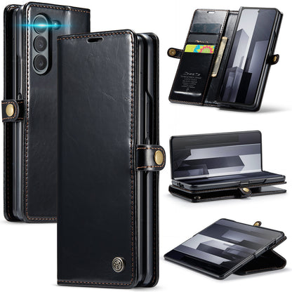 Z Fold 6 Leather Cover - CaseMe - Black