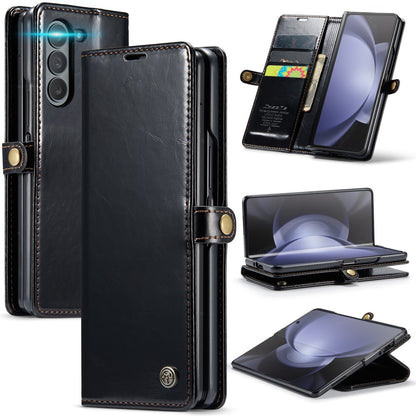 Z Fold 5 Wallet Leather Cover - Black