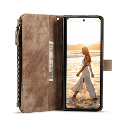 Z Fold 6 Zipper Wallet Book Cover - CaseMe - Brown