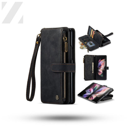 Z Fold 4 Zipper Wallet Book Cover - Black