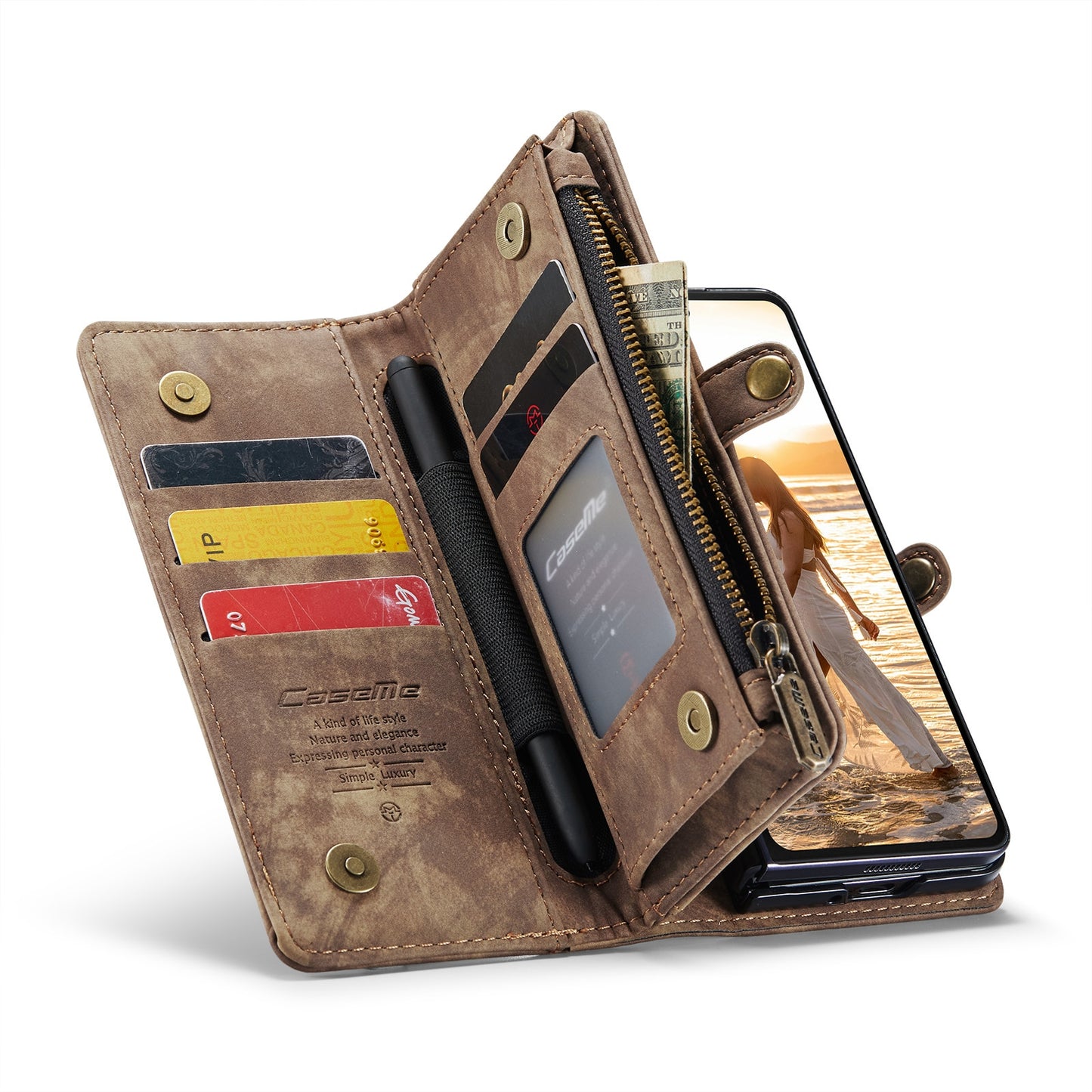 Z Fold 6 Multi-slot Wallet Case - CaseMe - Brown