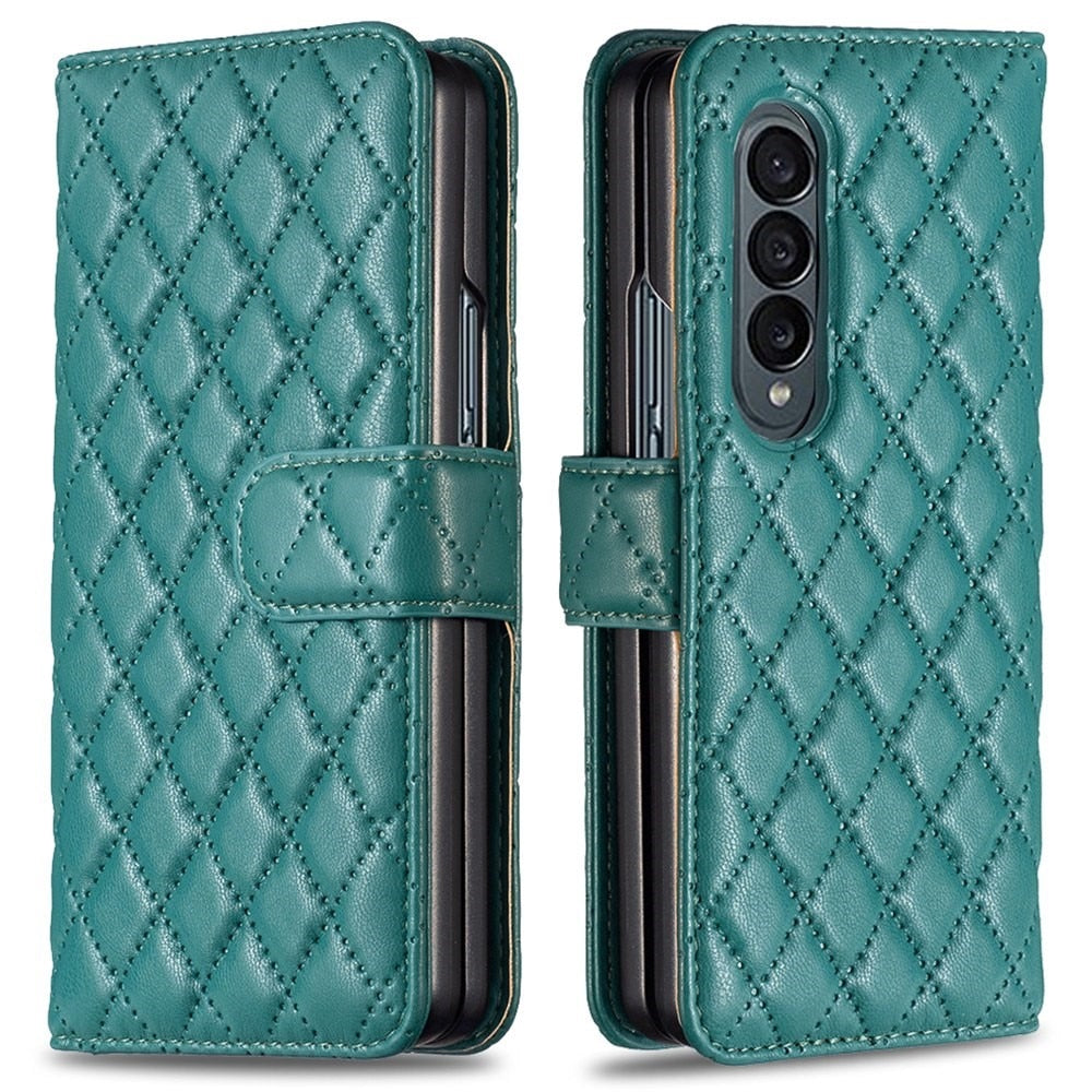 Z Fold 4 Wallet Case - Quilted Green