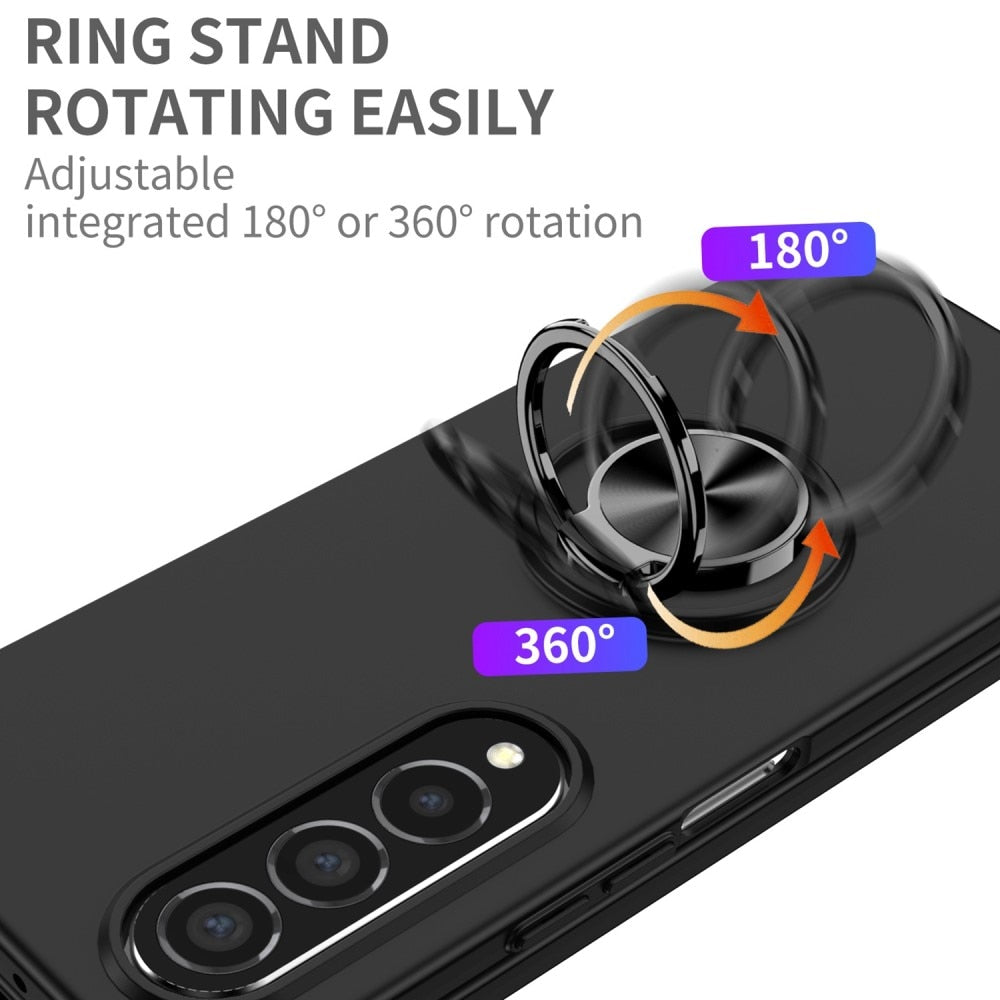 Z Fold 4 Magnetic Case with Ring Holder - Black