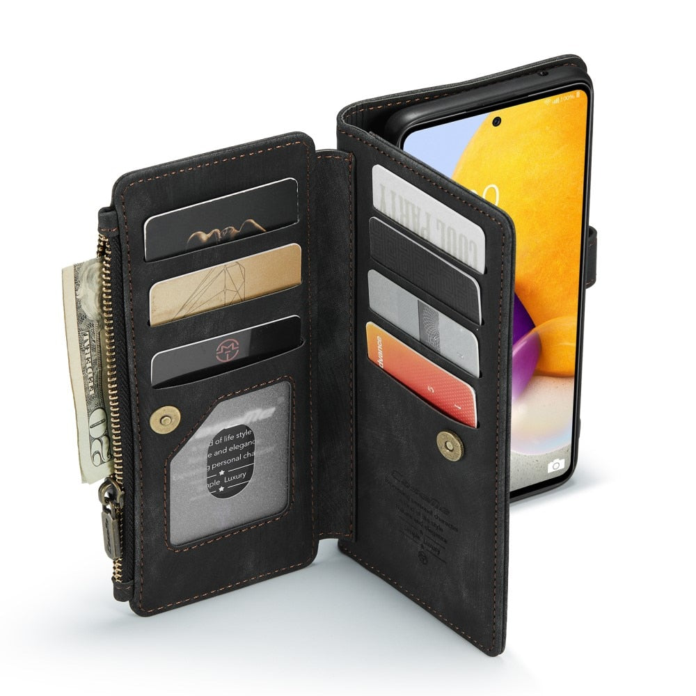 Z Fold 3 Zipper Wallet Book Cover - Black