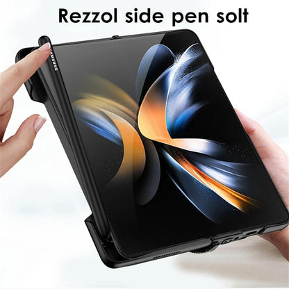 Z Fold 4 Magnetic Hinge Case with Pen Holder - Black