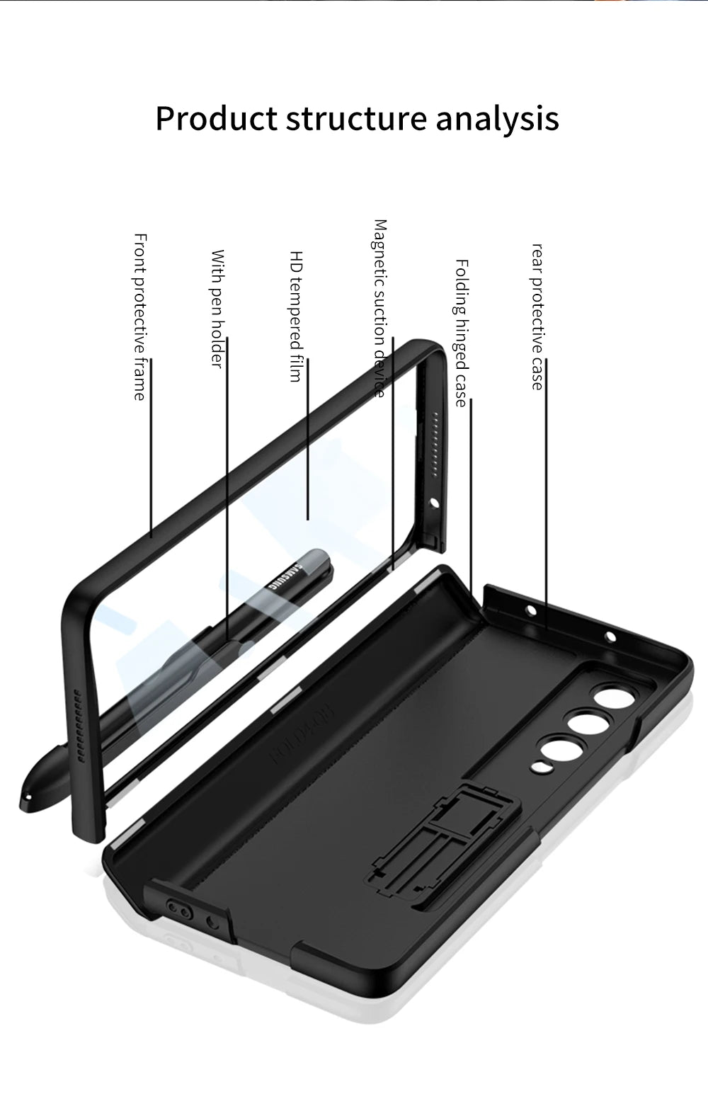 Z Fold 4 Pen Slot Case with Kickstand & Screen Protector