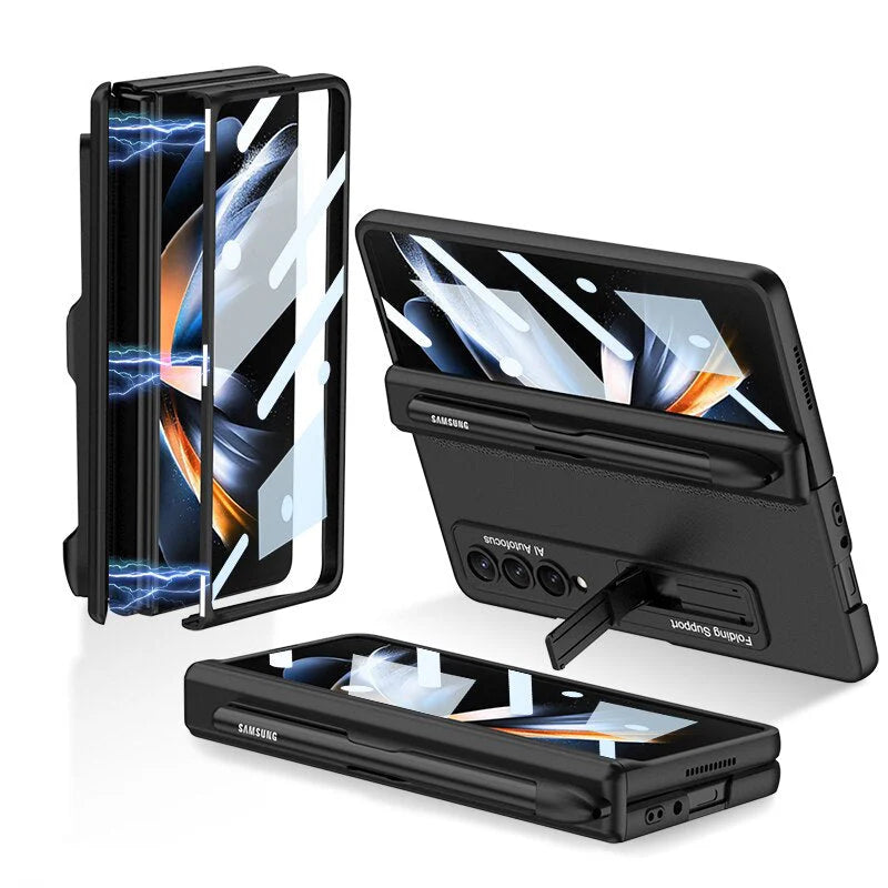 Z Fold 4 Pen Slot Case with Kickstand & Screen Protector