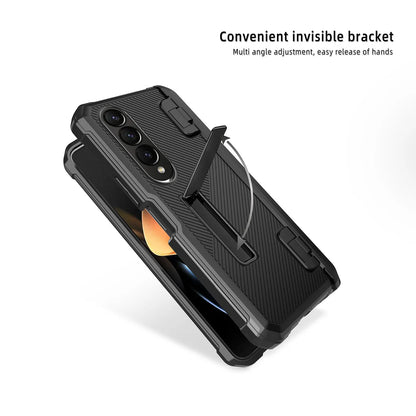 Z Fold 4 Shockproof Case with Hinge Protection & S Pen Holder - Black