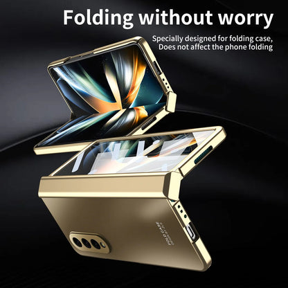 Z Fold 4 Shockproof Plating Hinge Case - Gold