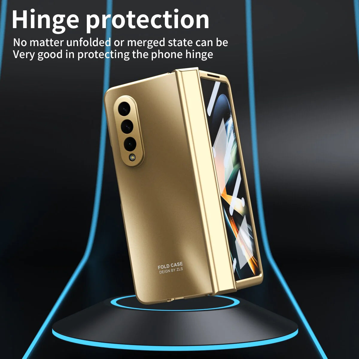 Z Fold 4 Shockproof Plating Hinge Case - Gold