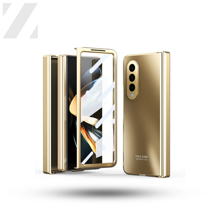 Z Fold 4 Shockproof Plating Hinge Case - Gold