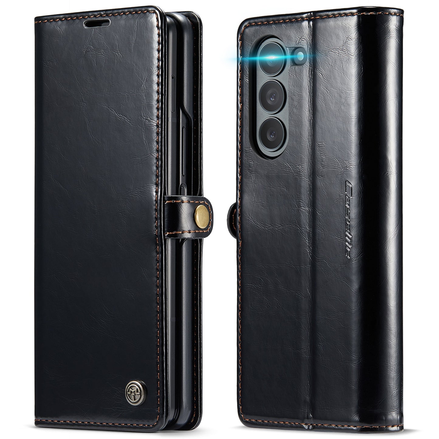 Z Fold 6 Leather Cover - CaseMe - Black