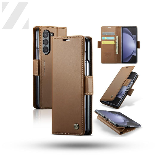 Z Fold 5 RFID Wallet Case - Brown