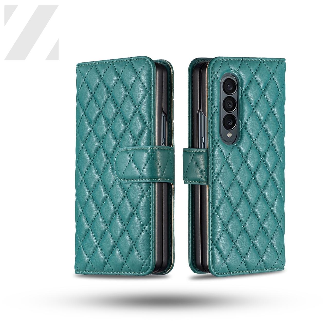 Z Fold 4 Wallet Case - Quilted Green