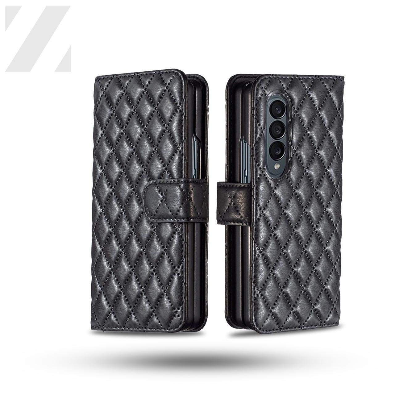 Z Fold 4 Wallet Case - Quilted Black