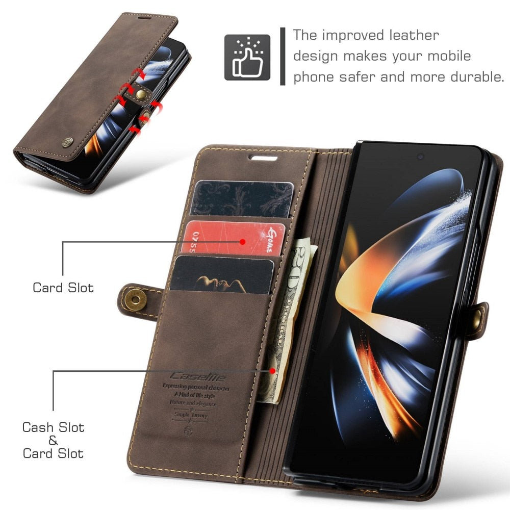 Z Fold 4 Slim Wallet Case - Brown by CaseMe