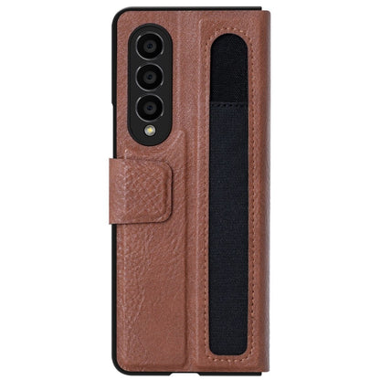 Z Fold 4 Leather Case w/ Pen Slot - Brown