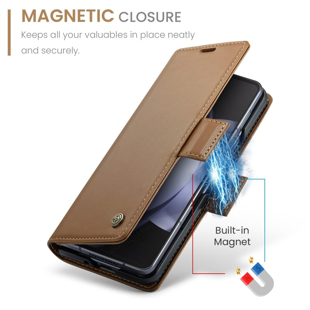 Z Fold 5 RFID Wallet Case - Brown