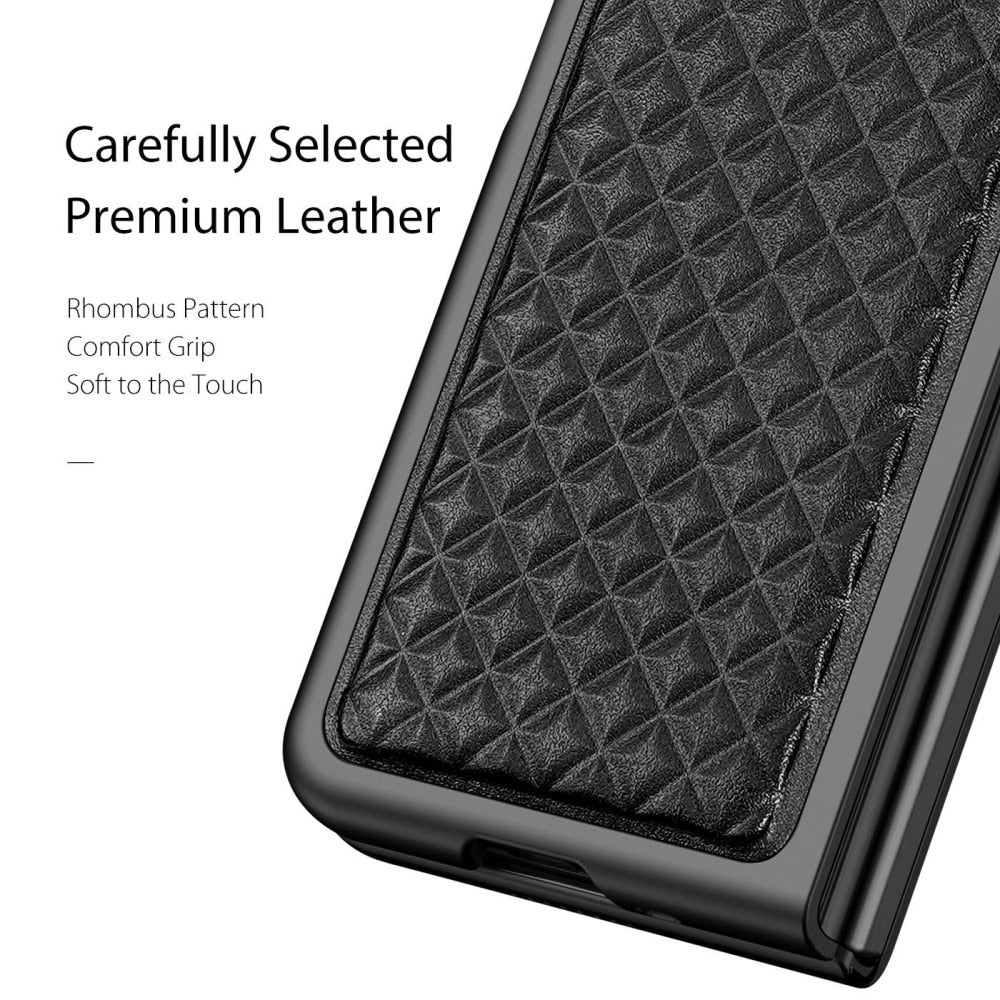 Z Fold 3 Venice Leather Case - Black