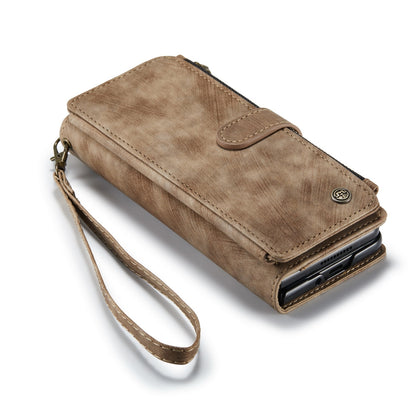 Z Fold 6 Zipper Wallet Book Cover - CaseMe - Brown