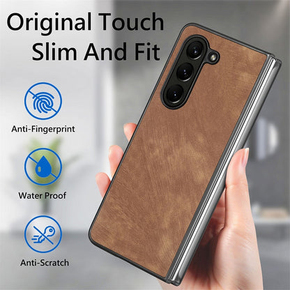 Z Fold 5 Leather Case - Brown