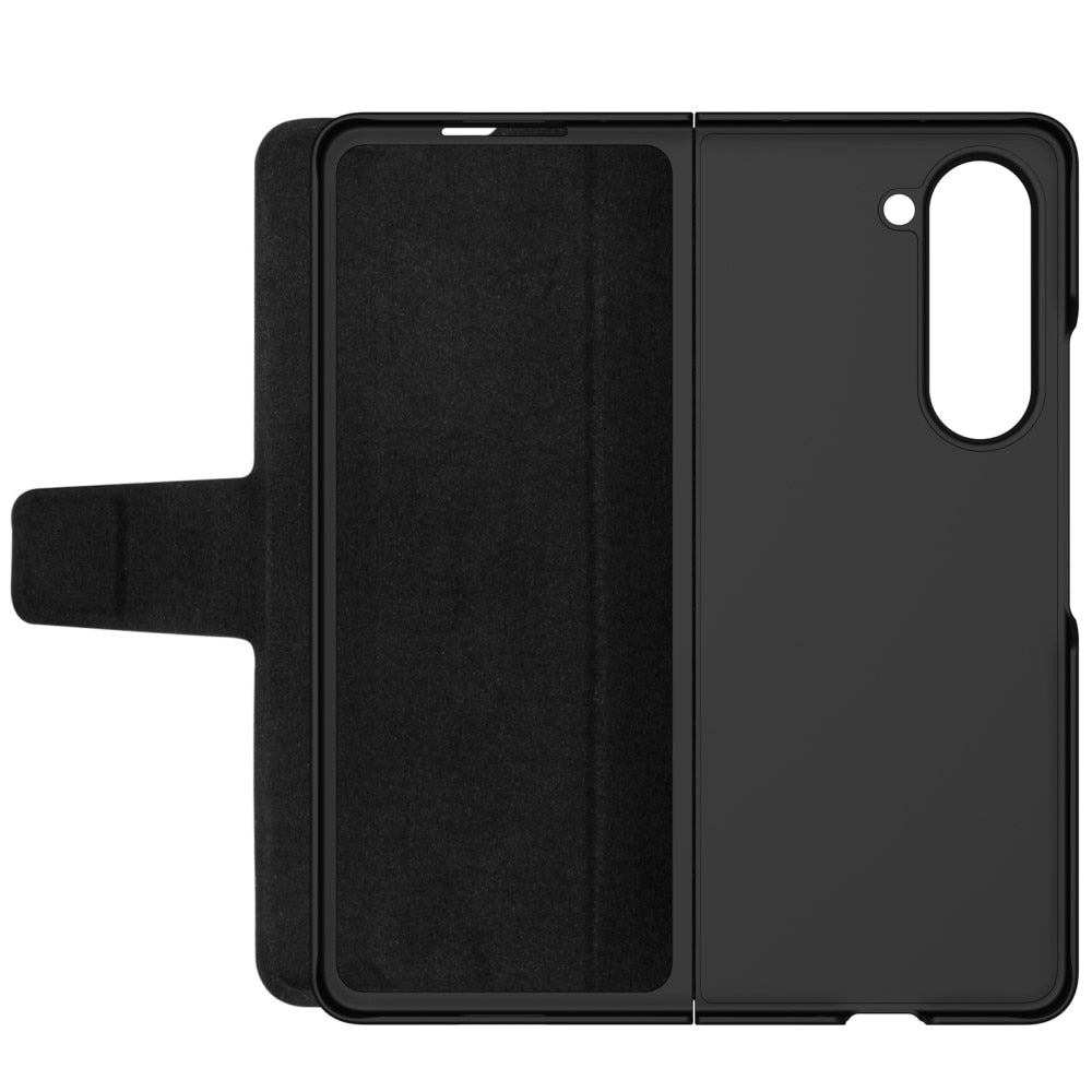 Z Fold 5 Leather Case with Pen Slot - Black